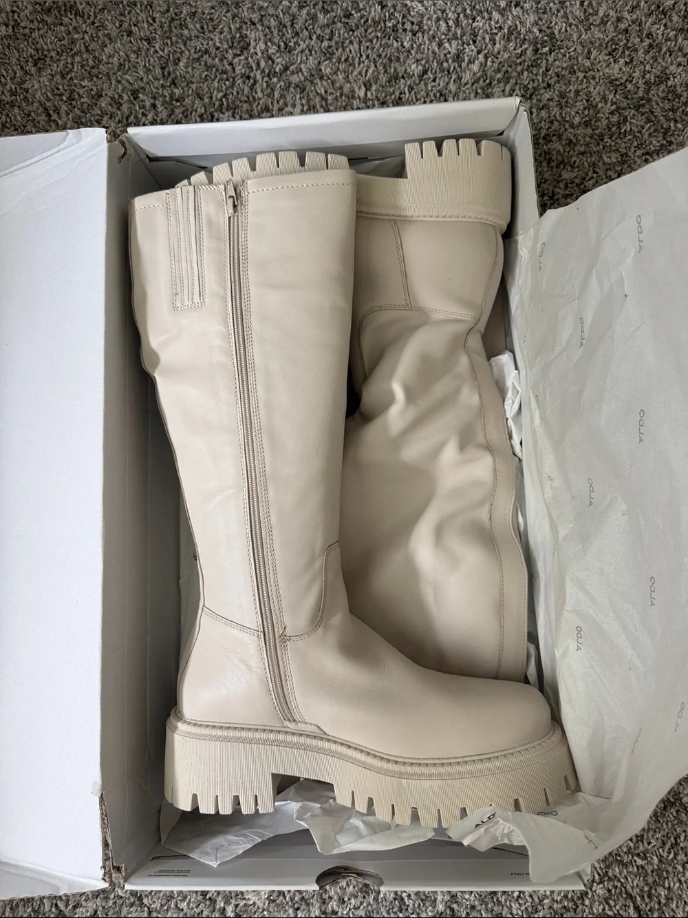 Aldo Cream Over-the-Knee Chunky Lug Boots